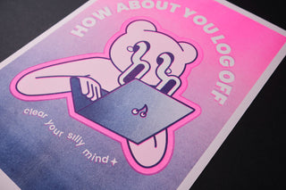 Log Off - Risograph A3 Print-Prints-Stash World