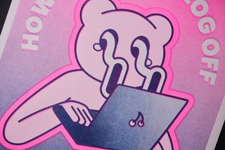 Log Off - Risograph A3 Print-Prints-Stash World