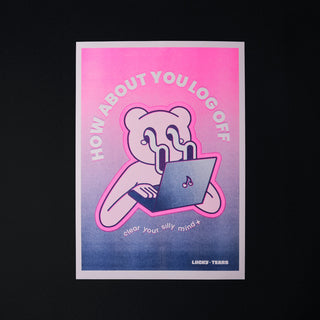 Log Off - Risograph A3 Print-Prints-Stash World