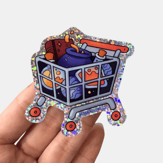 Magical Grocery Cart - Vinyl Sticker (Glitter)-Vinyl Stickers-Stash World