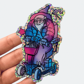 Mobility Scooter Wizard - Vinyl Sticker (Glitter)-Vinyl Stickers-Stash World
