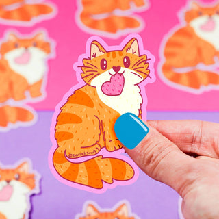 Orange Tabby Cat Vinyl Sticker-Vinyl Stickers-Stash World