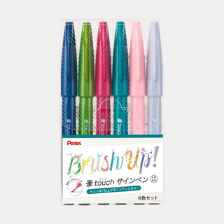 Pentel Brush Touch Pens - Pastel and Standard 6-Pack-Pens-Stash World