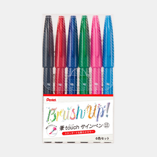 Pentel Brush Touch Felt-tip Pens - Assorted 6-Pack