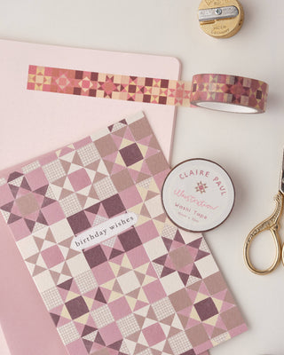 Pink Patchwork Star - Washi Tape-Washi Tapes-Stash World