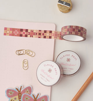 Pink Patchwork Star - Washi Tape-Washi Tapes-Stash World