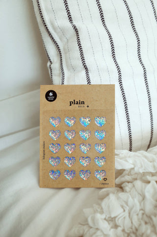 Plain.54: Glitter Hearts - Sticker Sheet (Puffy)-Sticker Sheets-Stash World