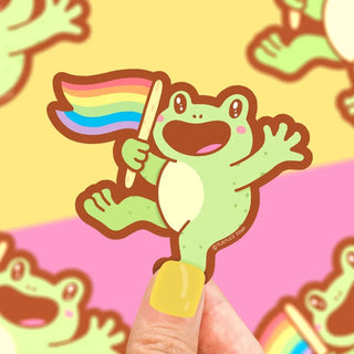 Pride Flag Frog Vinyl Sticker-Stash World