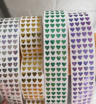 Heart Sticker Sheets - Off the Roll (Prismatic / Sparkly)
