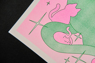 Cat Crumble - Risograph A3 Print