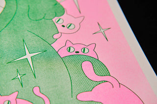 Cat Crumble - Risograph A3 Print