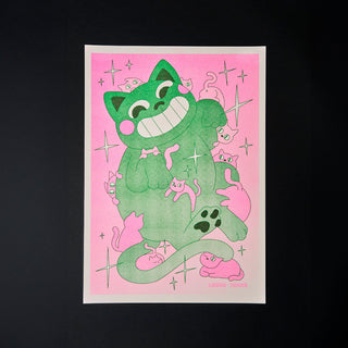 Cat Crumble - Risograph A3 Print