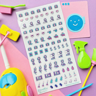 Robo-Girl Chores - Sticker Sheet-Sticker Sheets-Stash World