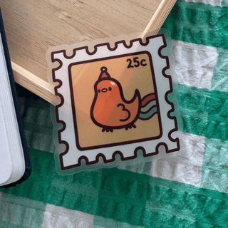 SSD Party Bird Stamp - Vinyl Sticker (Clear)-Vinyl Stickers-Stash World