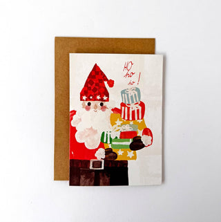 Santa with Presents Ho Ho Ho - Greeting Card-Greeting Cards-Stash World