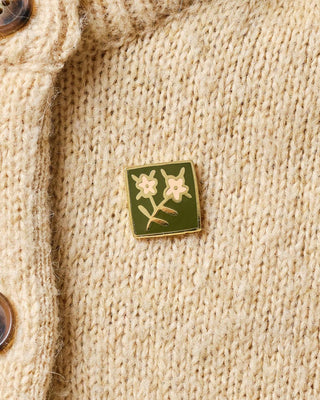 Square Folk Art Flower - Enamel Pin-Enamel Pins-Stash World