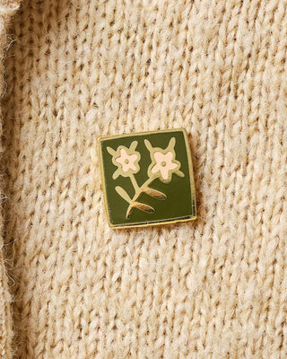 Square Folk Art Flower - Enamel Pin-Enamel Pins-Stash World