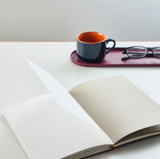 Square Grid Vegan Leather Notebook Journal opened flat