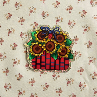Sunflower Basket - Vinyl Sticker (Glitter)-Vinyl Stickers-Stash World