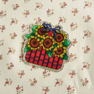 Sunflower Basket - Vinyl Sticker (Glitter)-Vinyl Stickers-Stash World