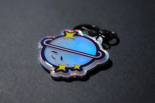 Supine Saturn - Holographic Keychain-Keychains-Stash World