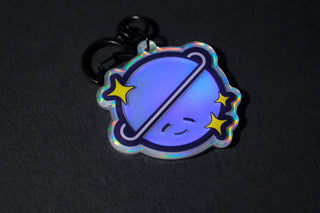Supine Saturn - Holographic Keychain-Keychains-Stash World