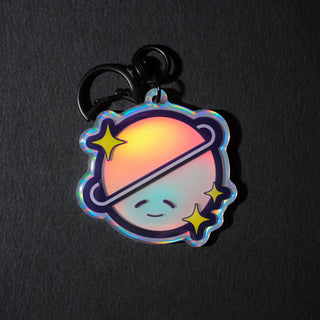 Supine Saturn - Holographic Keychain-Keychains-Stash World