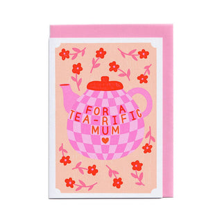 Tea-rific Mum - Greeting Card (Risograph)-Greeting Cards-Stash World