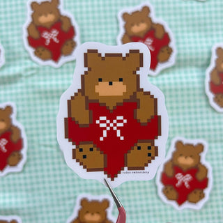 Teddy Heart - Vinyl Sticker-Vinyl Stickers-Stash World