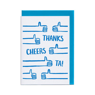 Thanks Cheers Ta! - Greeting Card (Risograph)-Greeting Cards-Stash World