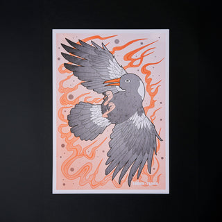 The Magpie - Risograph A3 Print-Prints-Stash World