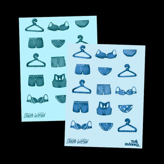Tuft Skinned Laundry Sticker Sheet - Blue or Green-Stash World