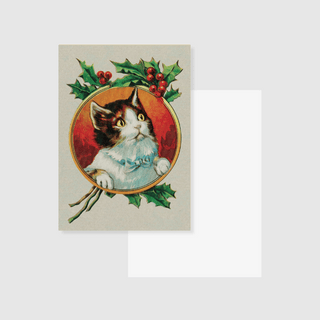 Vintage Christmas Kitty - Postcard-Postcards & Journal Cards-Stash World