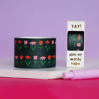 Green, Red & Pink Floral - Washi Tape