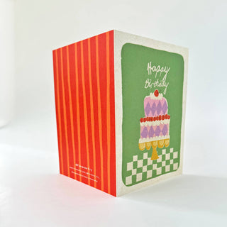 Happy Birthday Cake (Green) - Greeting Card