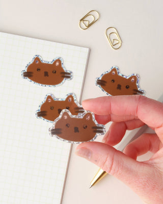 Brown Cat - Vinyl Sticker (Holographic)