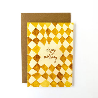Happy Birthday (Yellow Diamonds) - Greeting Card