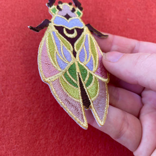 Stained Glass Cicada - Iron on Patch