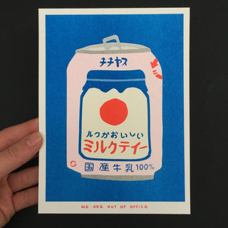 Japanese Can of Milky Tea - Risograph Print
