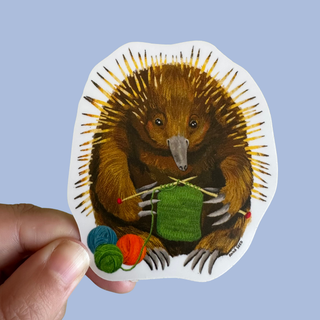 Knitting Needles Echidna - Vinyl Sticker