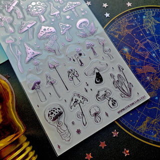 Moonlit Mushrooms - Sticker Sheet (Clear)