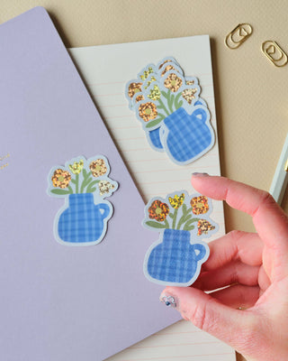 Flower Vase - Vinyl Sticker (Glitter)