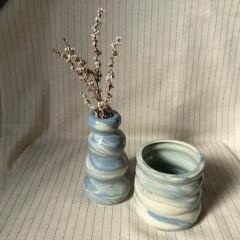 Marbled Blues - Ceramic Pen Holder