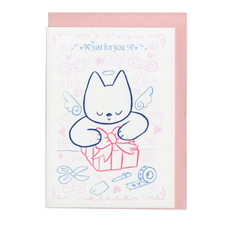 Wrapping Cat - Greeting Card