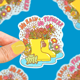 No Rain No Flowers - Vinyl Sticker