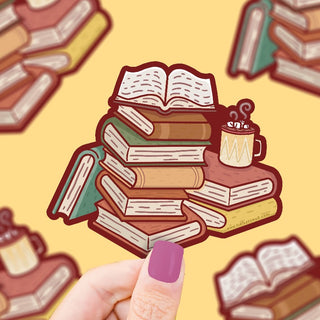 Cosy Book Stack - Vinyl Sticker