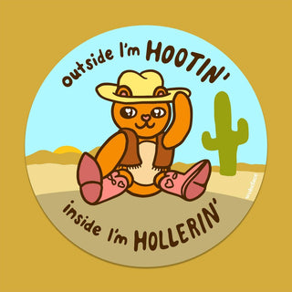 Hootin' Hollerin Cowboy Bear - Vinyl Sticker