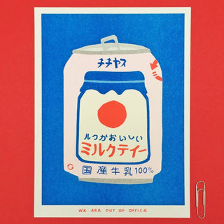 Japanese Can of Milky Tea - Risograph Print