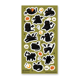 Black Bat-Cats Sticker Sheet