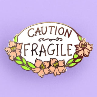 Caution Fragile Enamel Pin-Stash World
